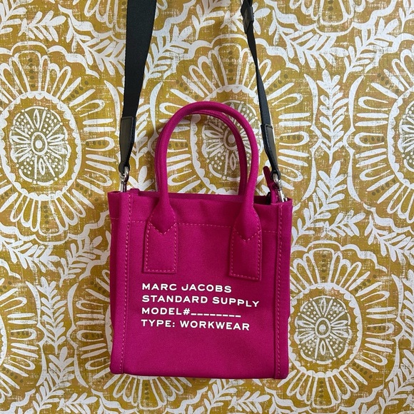 Marc Jacobs Canvas Standard Supply Crossbody Strap Small Tote Bag Lipstick Pink - Picture 5 of 12